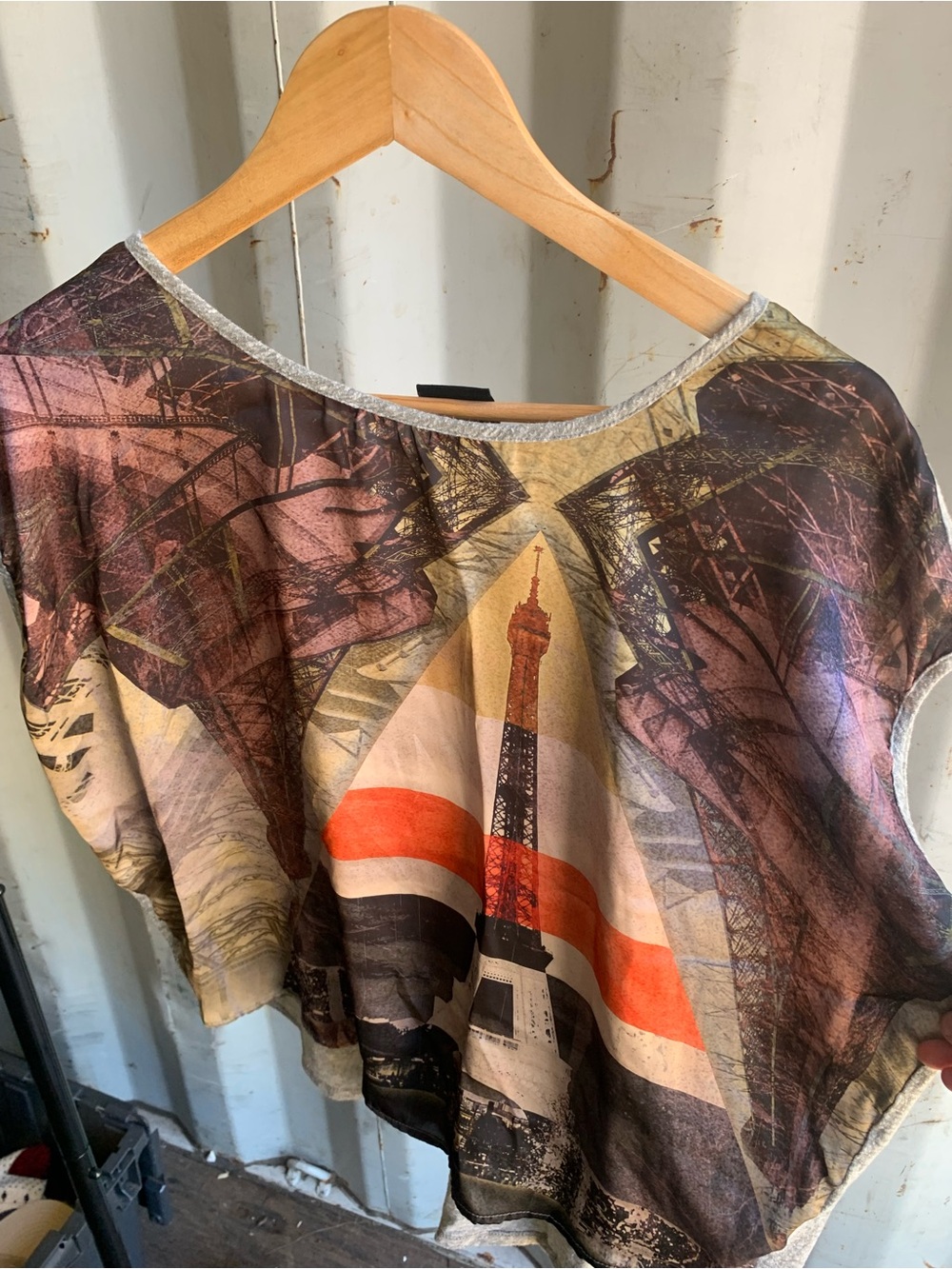 bobeau Multicolor Graphic Crop Top with Orange Accent
